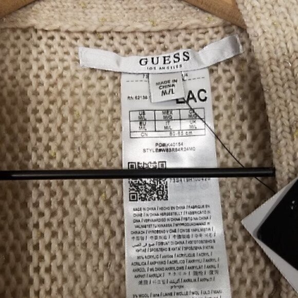 NWT Guess Metallic Cardigan Open Front with Pockets Size M/L - Picture 5 of 9